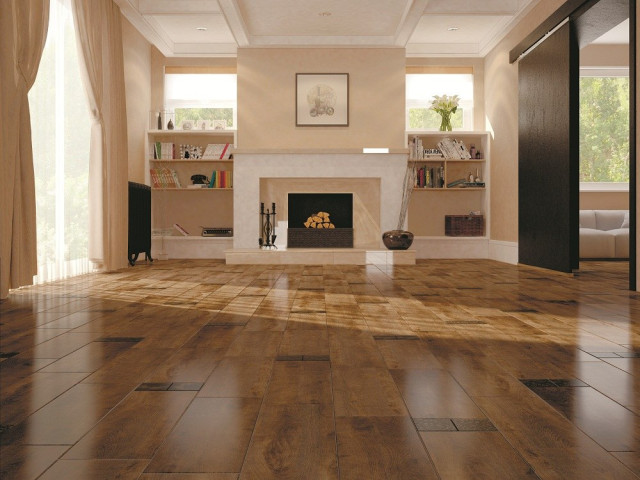 Интерьер с Керамогранит Grasaro Italian Wood Dark Brown Str. G-252/SR 20x60