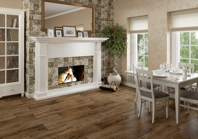 Интерьер с Керамогранит Grasaro Italian Wood Dark Brown Str. G-252/SR 20x60