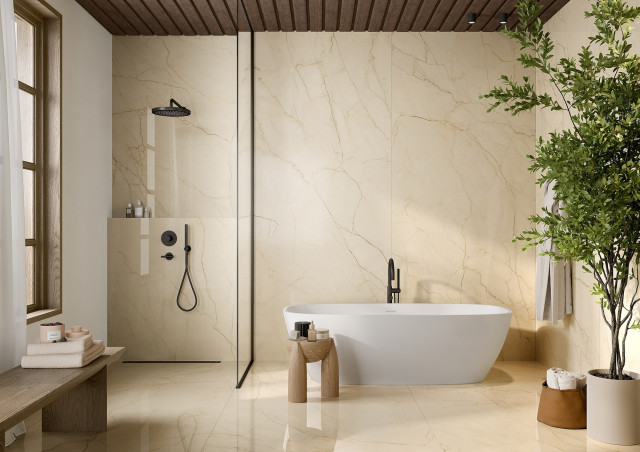 Интерьер с Керамогранит Ava Ceramica Marmi Siciliani Avorio Segesta Nat Ret 273001 120x280