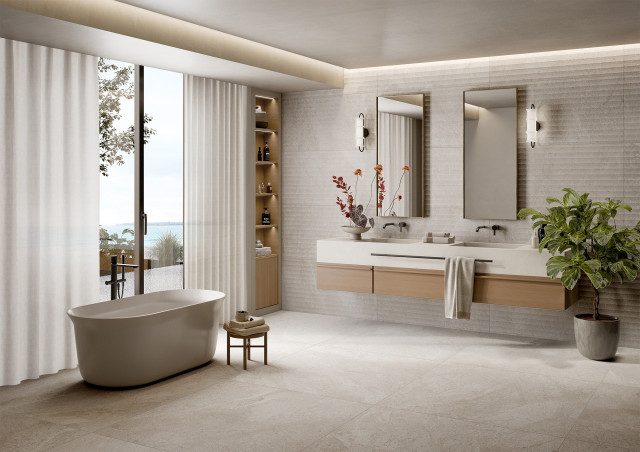 Интерьер с Керамогранит VELARIS GRIGIO R10 NAT RET 60X120