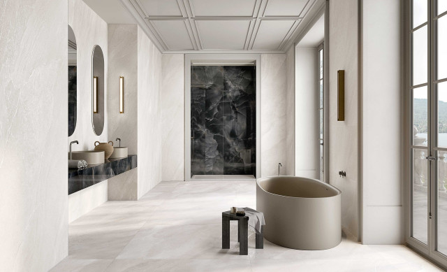 Интерьер с Керамогранит Fondovalle Slaten Concrete 3DTEXTURE 8.5 MM SLA053 60x120