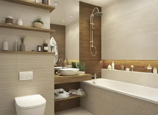 Интерьер с Quarta beige wall 03 XX 25x60