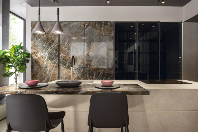 Интерьер с Керамогранит Florim Marble Heri Tundra B Glossy Stu 12 mm 777585 160x320