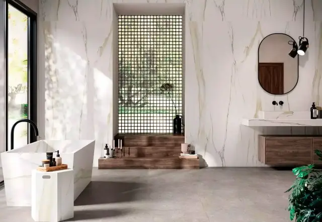 Интерьер с Керамогранит Florim Marble Heri Tundra B Glossy Stu 12 mm 777585 160x320