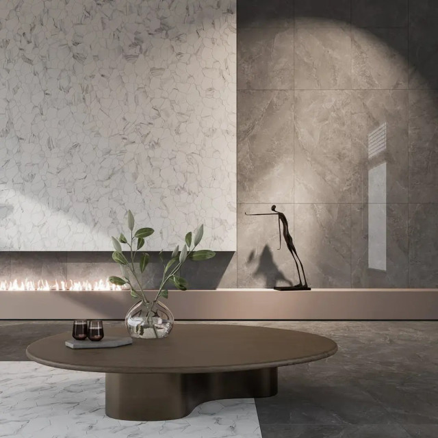 Интерьер с Плитка Kerama Marazzi Марсель Бежевый Светлый Глянцевый Структура Обрезной KM6012B0420R 60x119