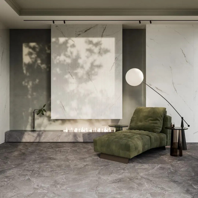 Интерьер с Плитка Kerama Marazzi Марсель Бежевый Светлый Глянцевый Структура Обрезной KM6012B0420R 60x119