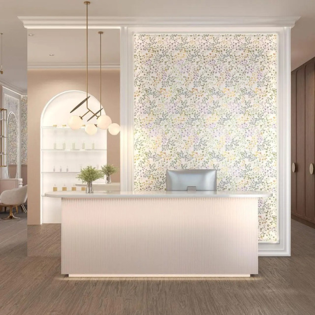 Интерьер с Декор Kerama Marazzi Плинтус Гране Зелёный Светлый Матовый Обрезной KML2FME003BR 20x40