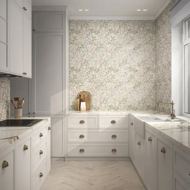 Интерьер с Декор Kerama Marazzi Плинтус Гране Зелёный Светлый Матовый Обрезной KML2FME003BR 20x40