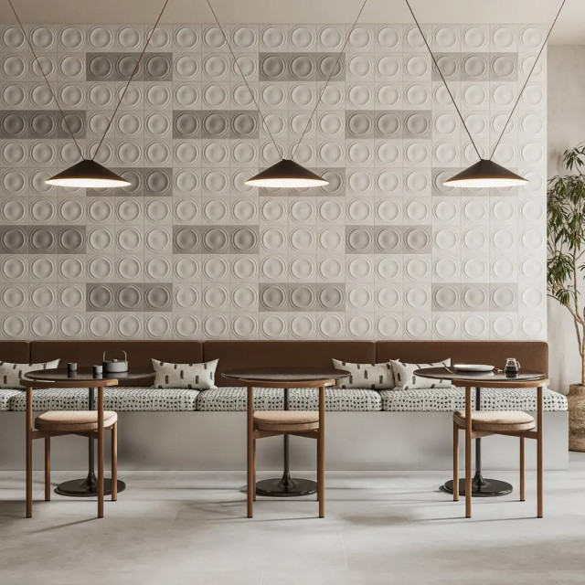 Интерьер с Декор Kerama Marazzi Арль Металл Глянцевый Структура Обрезной KMD2OBE003BR 20x20
