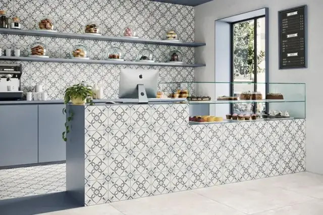 Интерьер с Керамогранит Peronda Provenza Green Petals 37790 22.3x22.3