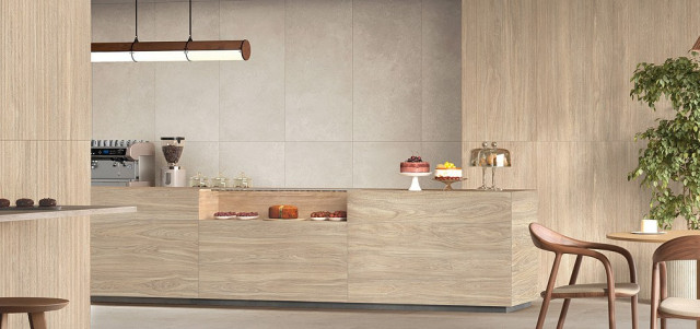 Интерьер с Керамогранит Vitra Бреча Ауреа Натуральный 60x120