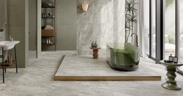 Интерьер с Керамогранит Vitra Бреча Ауреа Натуральный 60x120