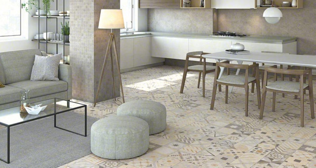 Интерьер с Плитка Vives Doha Seul-R Cemento 09428-0001 32x99