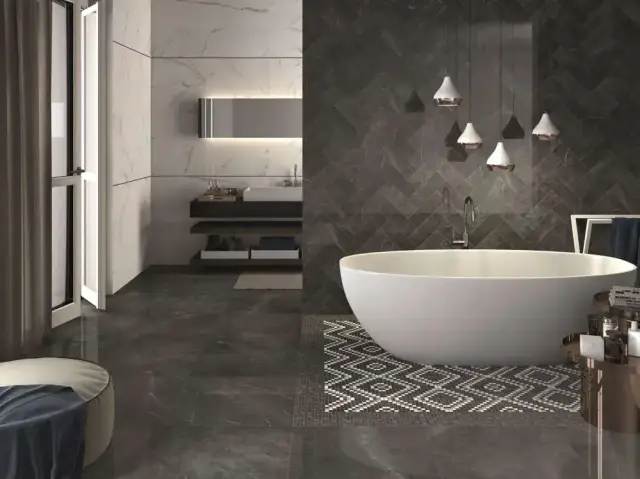 Интерьер с Керамическая плитка SENSI PIETRA GREY SABLE RET	30X60
