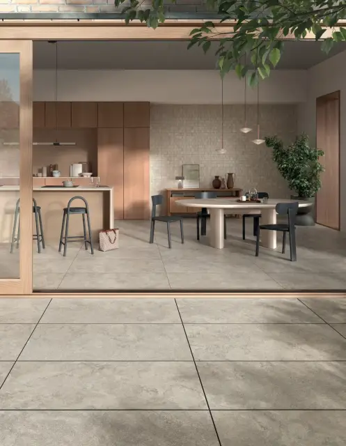 Интерьер с MIRAGE CREAM VEIN NV 13 SP SQ VERTICALE 120х278x0.6