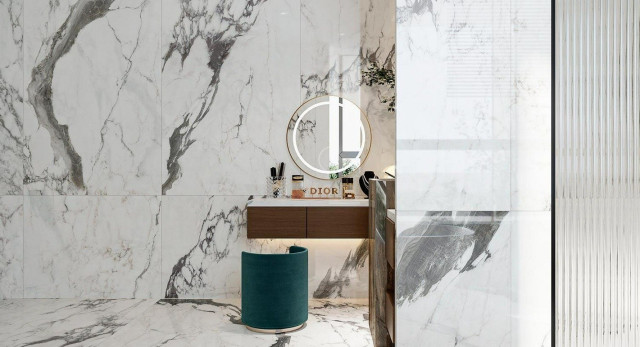 Интерьер с Керамогранит FMAX White Ice Jade Mat F918Y30305 90x180