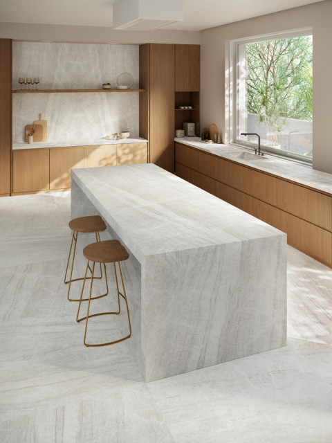 Интерьер с GRESPANIA COVERLAM TAJ MAHAL SAND NATURAL 120х278х5.6