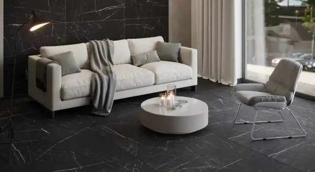 Интерьер с Грес Vision 02 grey неполир. рект.l80x80 XX