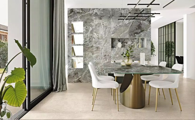Интерьер с Gold Travertine Matte Silk 120x280