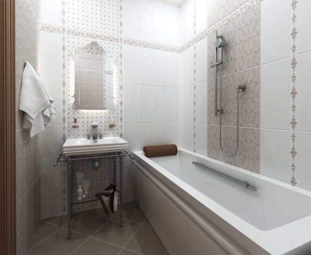 Интерьер с Бордюр Chateau Grey "Classic"XX |4.7x20.1