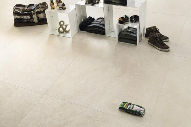 Интерьер с Керамогранит Ariostea Ultra Pietre Portland Biege Prelucidato 6mm UP6P310709 100x300