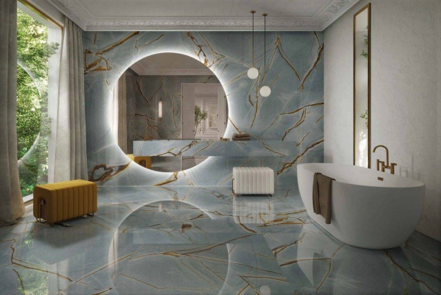 Интерьер с Керамогранит Porcelanosa Blue Roma Pol.PV6 (A) 100331077 120x120