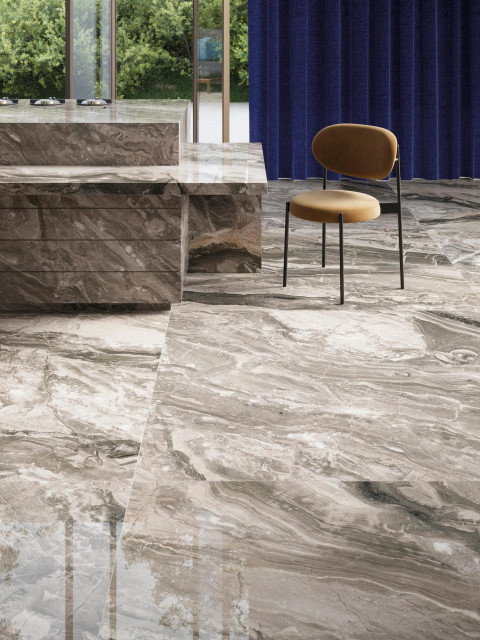 Интерьер с Керамогранит Porcelanosa Orobico Dark Pol.PV6 (A) 100331111 120x120