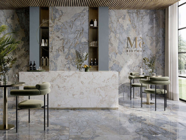 Интерьер с Керамогранит GEMSTONE GREY LAP RET 120x280
