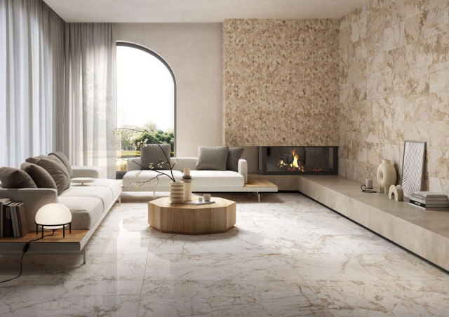 Интерьер с Керамогранит GEMSTONE GREY LAP RET 120x280