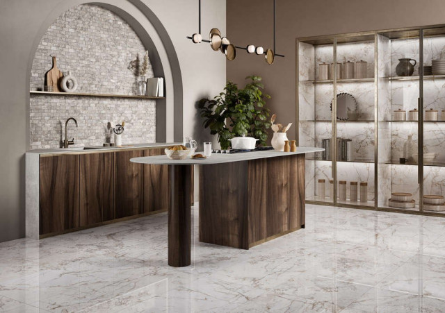 Интерьер с Керамогранит GEMSTONE GREY LAP RET 120x280