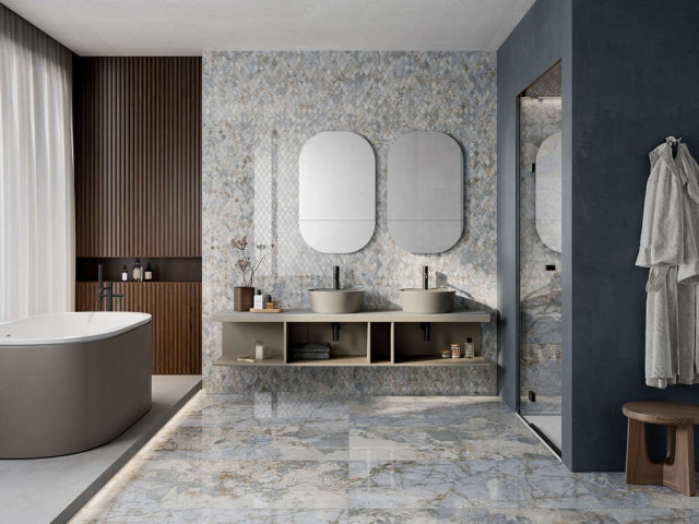 Интерьер с Керамогранит GEMSTONE GREY LAP RET 120x280