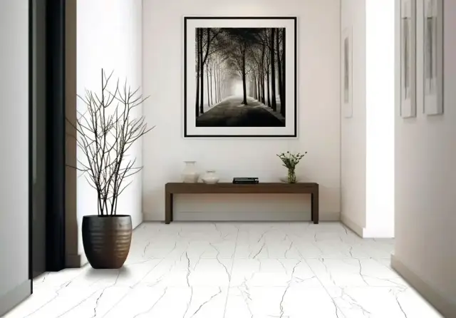 Интерьер с ICE MARBLE белые , глазурованные матовые 1200х600х9,5мм