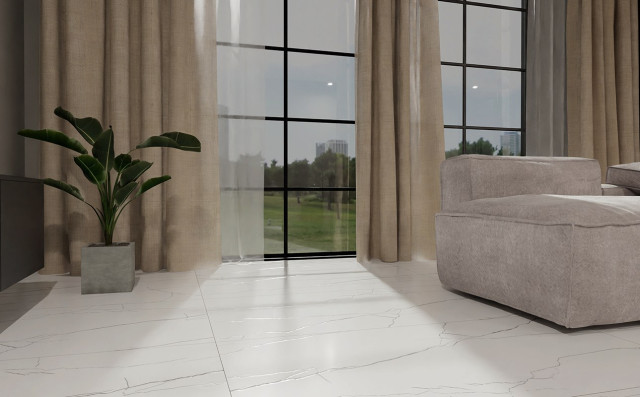 Интерьер с ICE MARBLE белые , глазурованные матовые 1200х600х9,5мм