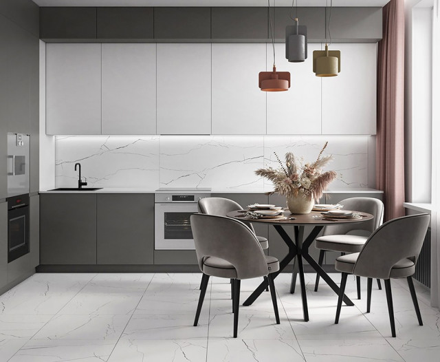 Интерьер с ICE MARBLE белые , глазурованные матовые 1200х600х9,5мм