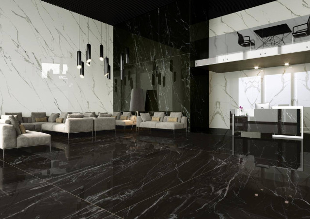 Интерьер с Керамическая плитка NERO BELVEDERE NAT RETT	120x240