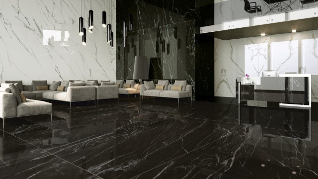 Интерьер с Керамическая плитка NERO BELVEDERE NAT RETT	120x240