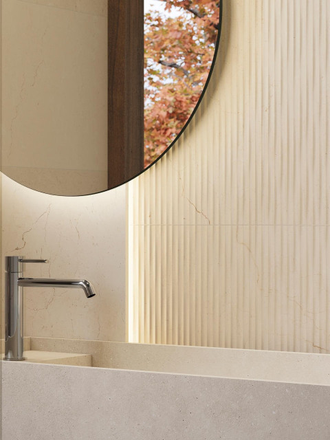 Интерьер с Плитка Porcelanosa Marmol Crema Bone 100381113 45x120
