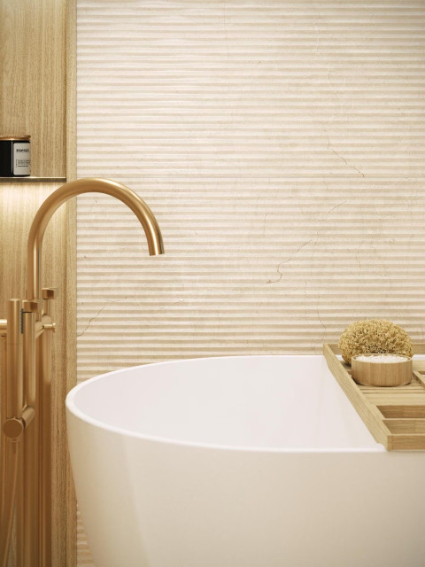 Интерьер с Плитка Porcelanosa Marmol Crema Bone 100381113 45x120