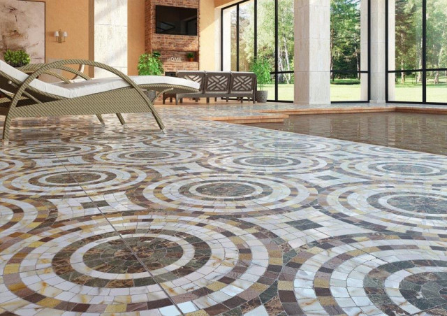 Интерьер с Керамогранит М-Квадрат Бремен Мрамор 739661 45x45