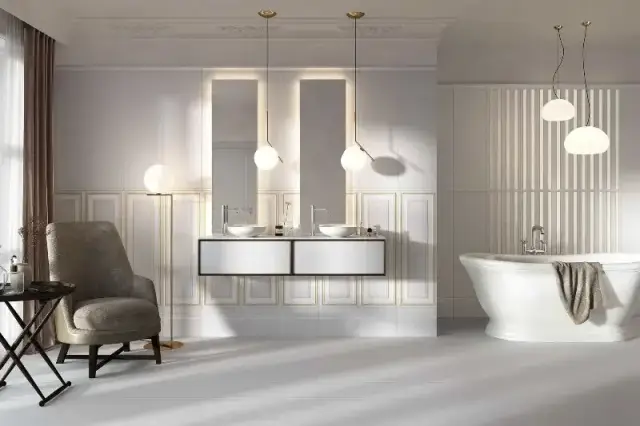 Интерьер с Керамогранит GEMSTONE SILVER LUX 29,1x58,5
