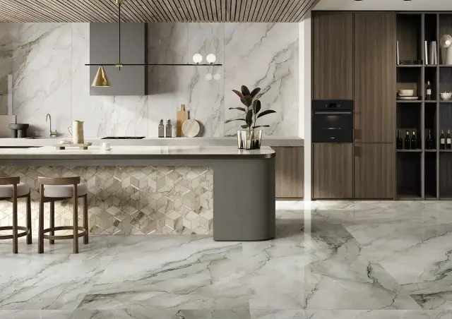 Интерьер с Керамогранит Ava Ceramica Bolgheri Stone Beige Lap Ret 196042 120x280