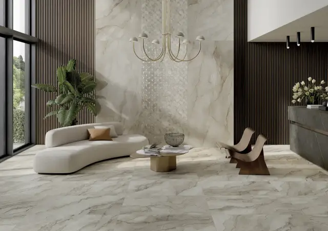 Интерьер с Керамогранит Ava Ceramica Bolgheri Stone Beige Lap Ret 196042 120x280