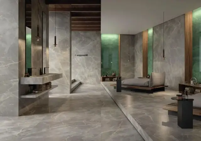 Интерьер с Marvel Calacatta Apuano Hammered ZZ 60x120