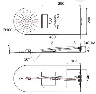 Верхний душ настенный 50x20 см Remer 350UFMCANOX, черный матовый