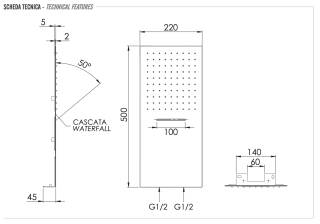 Верхний душ настенный 50x25 см Remer 350UFCAX