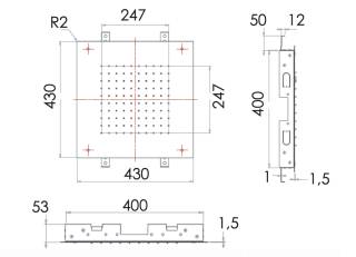 Верхний душ потолочный 43 см Remer 357SFS43