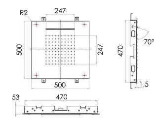 Верхний душ потолочный 50 см Remer INOX SS357SFS50C