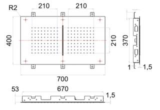 Верхний душ потолочный 70x40 см Remer INOX SS357SFR7040C