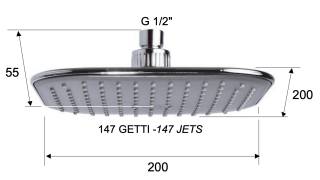 Верхний душ с шарнирным соединением 20 см Remer 354QIX