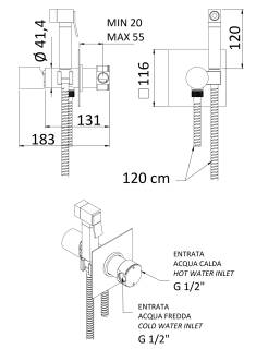 Гигиенический душ со смесителем Remer Edge EG565BG, золото брашированное